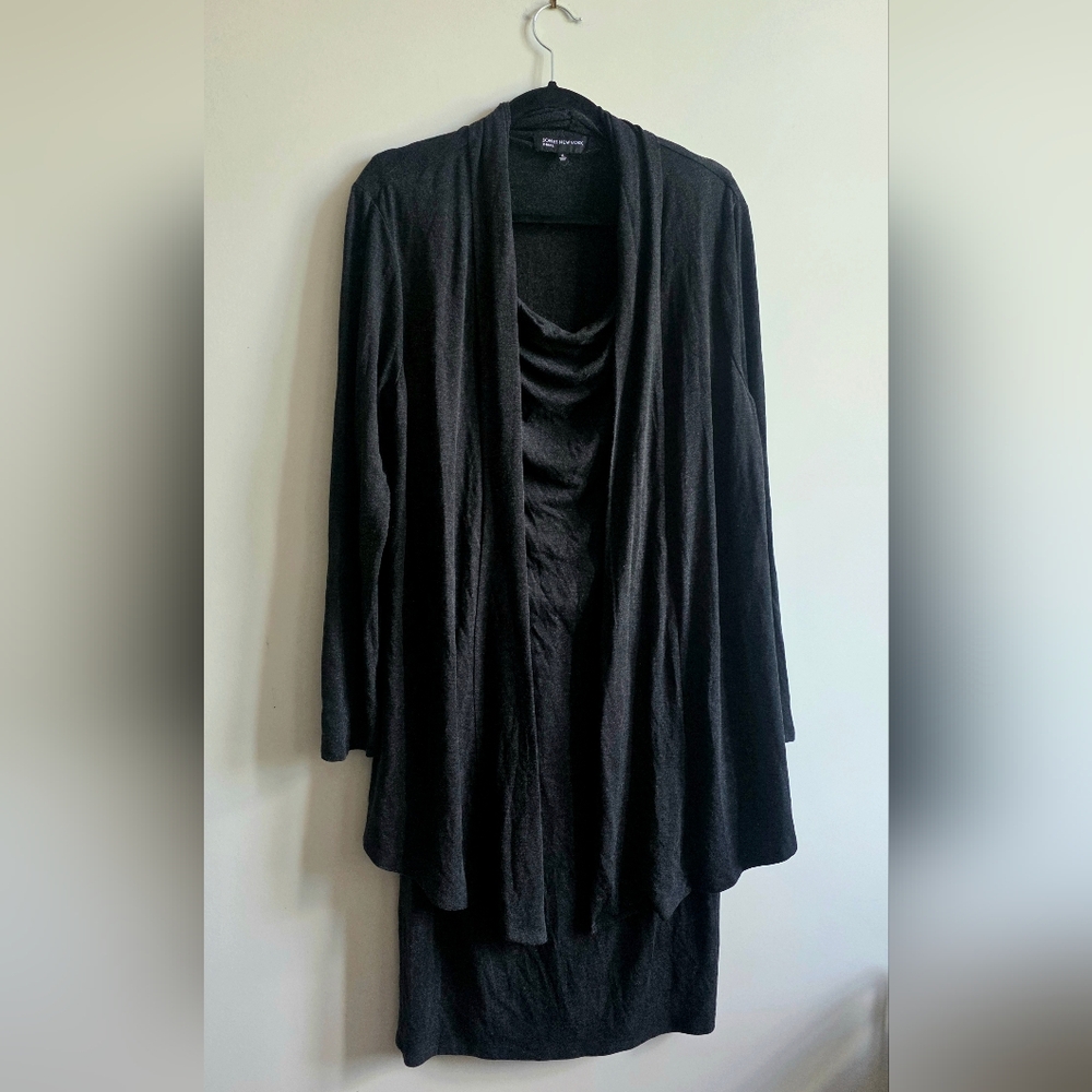 Joseph Ribkoff - Grey Draped Long Sleeve Dress - Size 10
